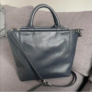 Matt & Nat Navy Leather Crossbody Tote